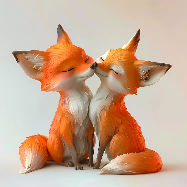 Cute Pair of Cartoon Foxes
