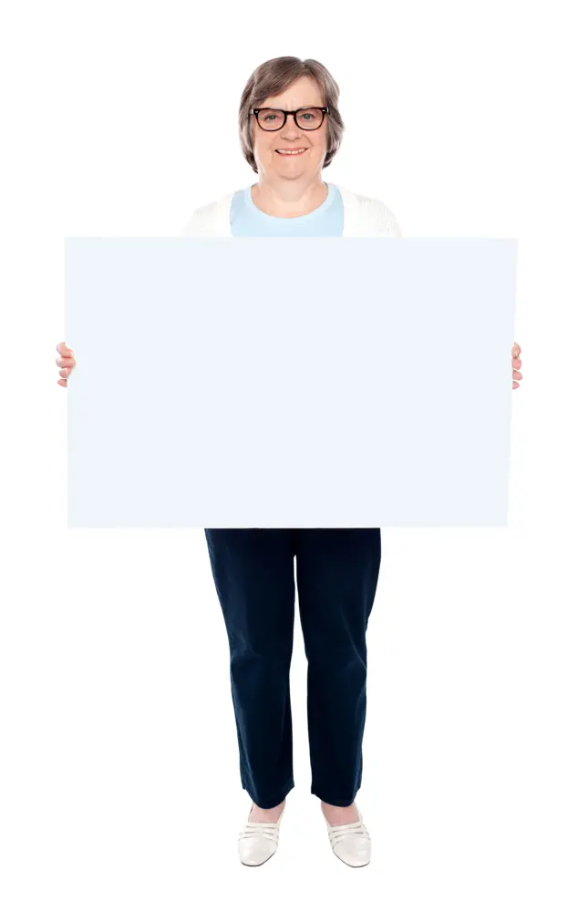 Elderly Woman Holding Blank Sign