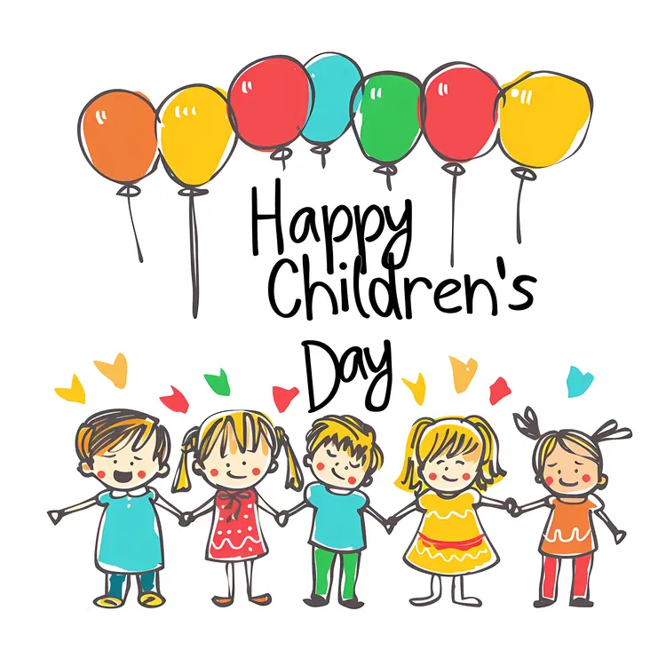Happy Children's Day with Kids Holding Hands