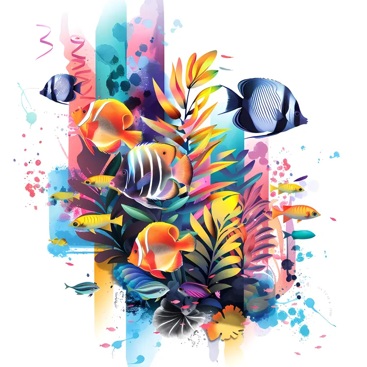 Colorful Fish in Artistic Background