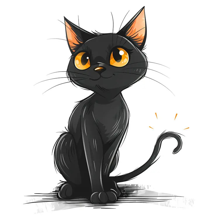Charming Black Kitten Drawing