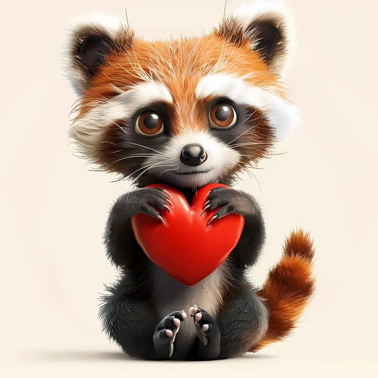 Cute Animal Holding a Heart