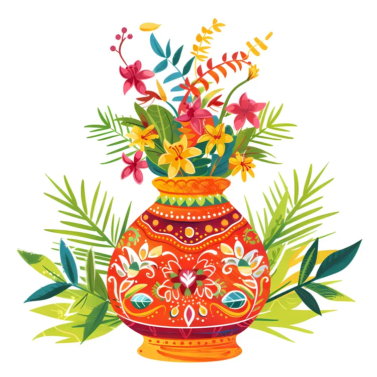 Decorative Flower Vase with Colorful Flowers