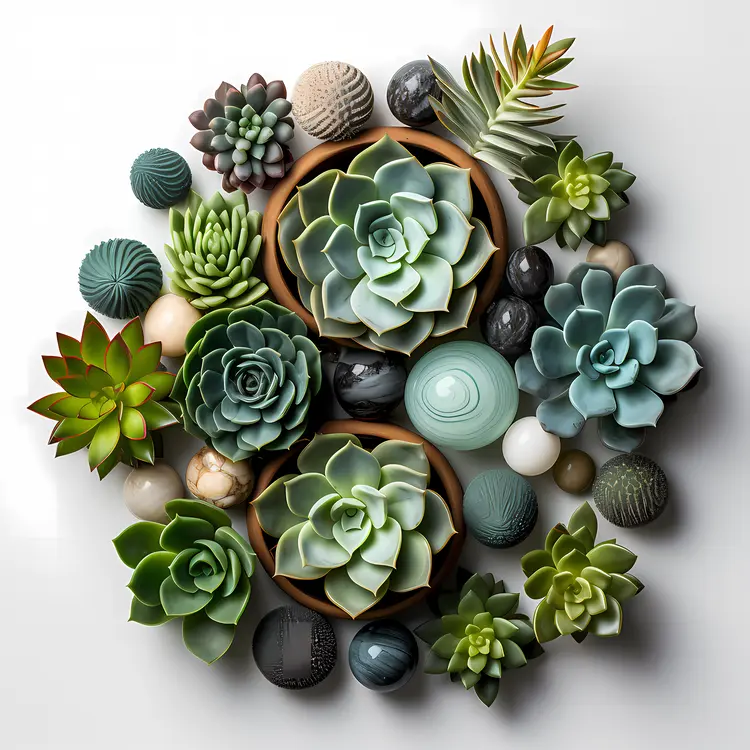 Colorful Succulents in a Circular Arrangement