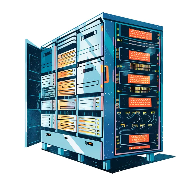 Blue Server Rack Illustration