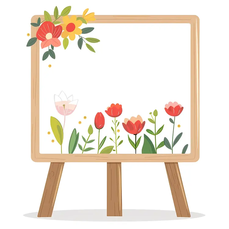 Wooden Easel with Floral Decoration