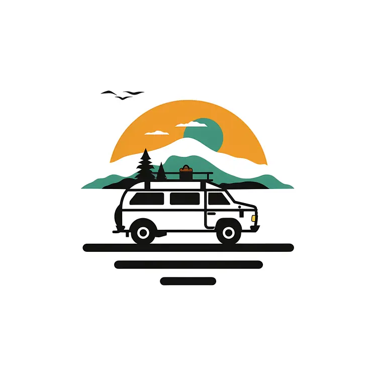 Vintage Van on a Mountain Road Trip