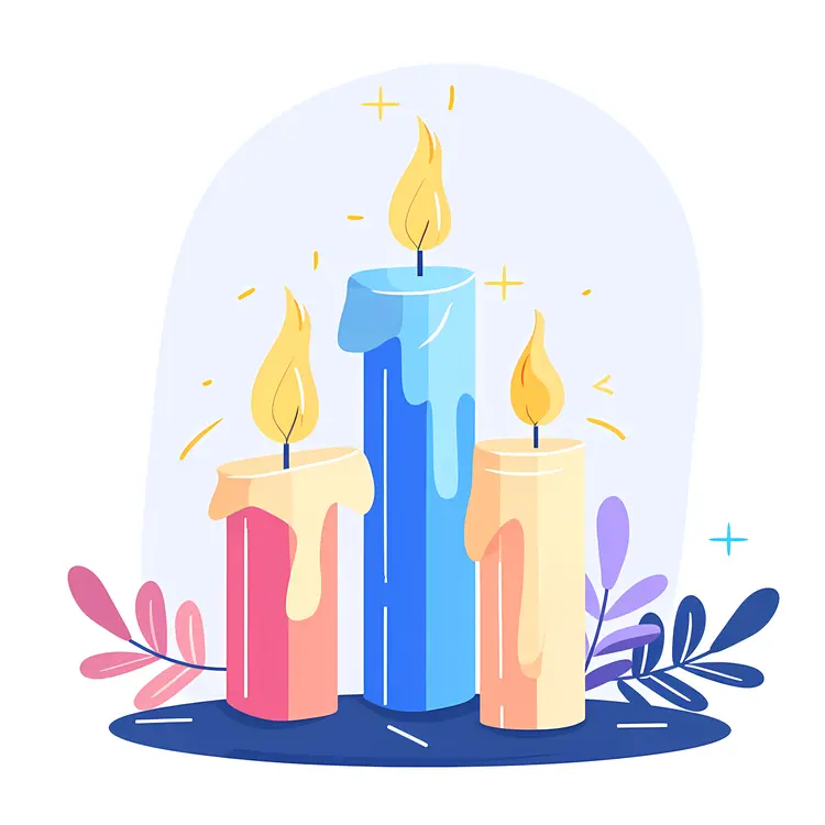 Colorful Candles with Leaves