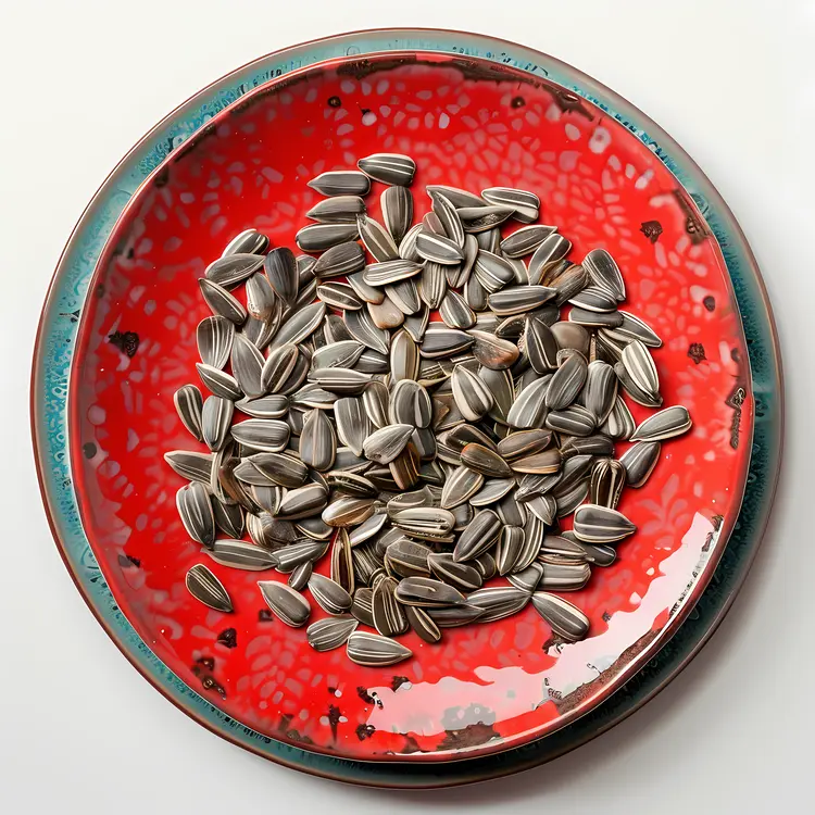 Sunflower Seeds in Red Plate