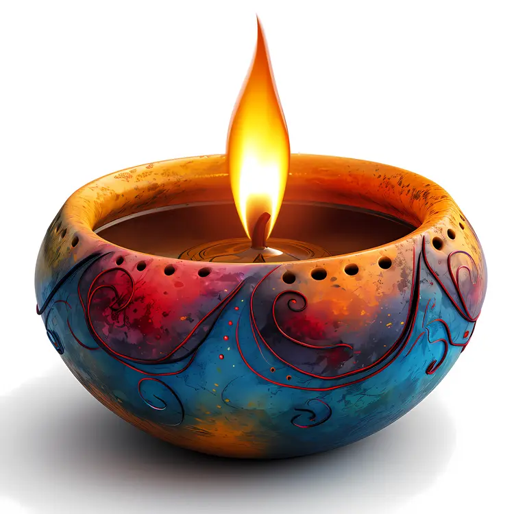 Colorful Candle in Decorative Bowl