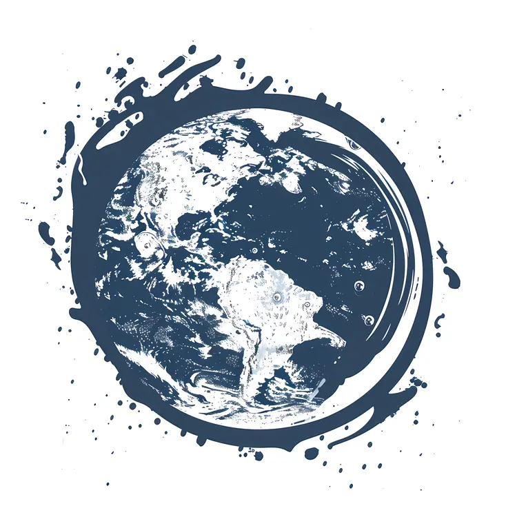 Earth with Water Splash Illustration