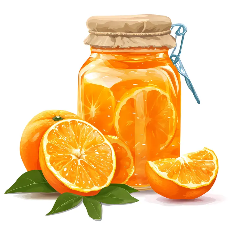 Jar of Citrus Preserves with Fresh Oranges