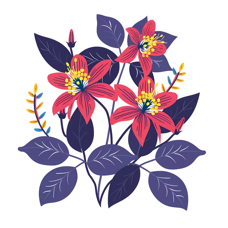 Vibrant Red Flowers with Dark Leaves
