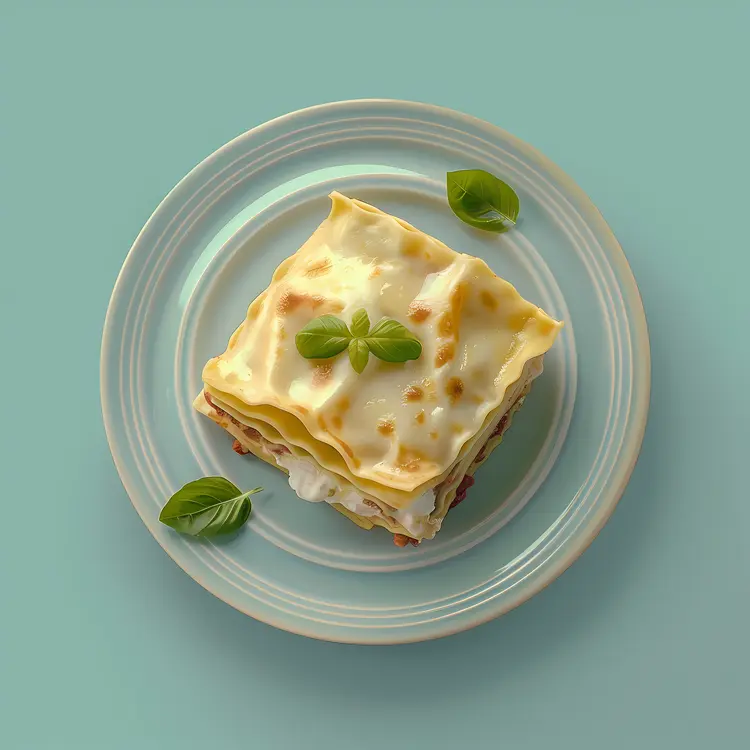 Tasty Lasagna with Basil Garnish