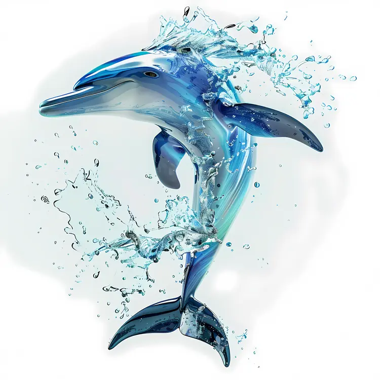 Splashing Blue Dolphin Art