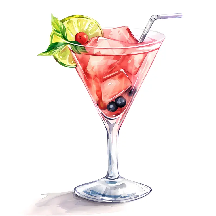 Refreshing Cocktail with Lime and Berries