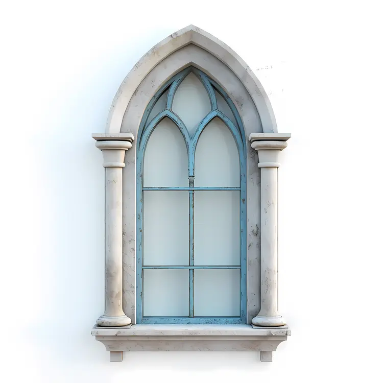 Classic Arched Window with Blue Frame