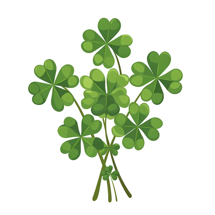 Cluster of Green Clover Leaves