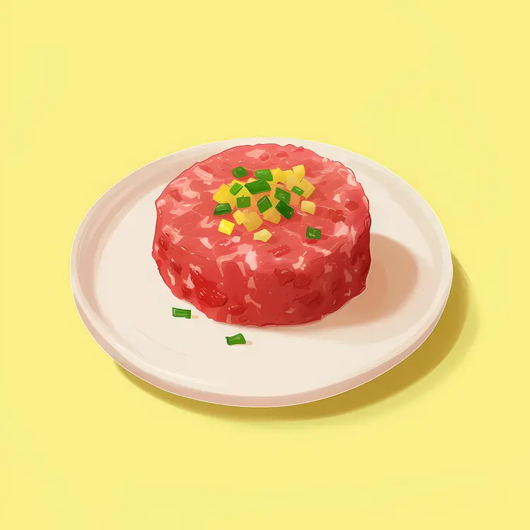 Tartare Dish with Garnish on Plate