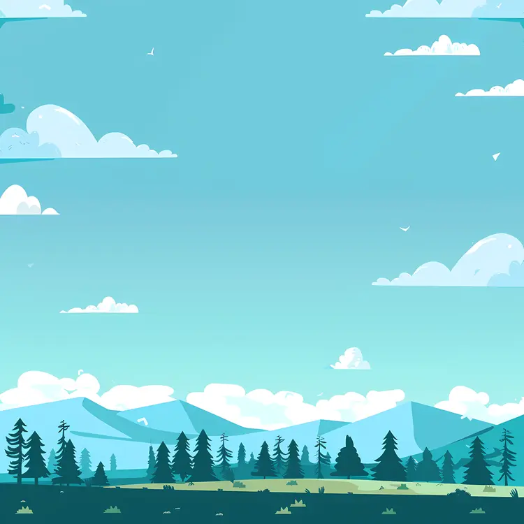 Beautiful Mountain Landscape with Trees and Sky