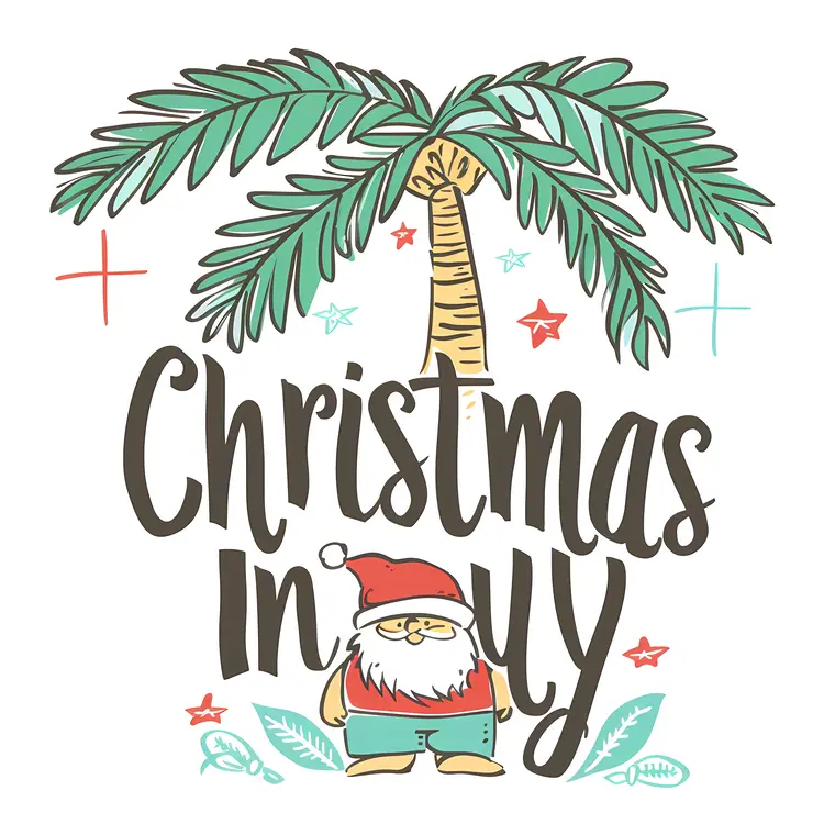 Christmas in July with Palm Tree and Santa