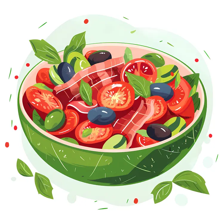Fresh Salad with Tomatoes and Olives