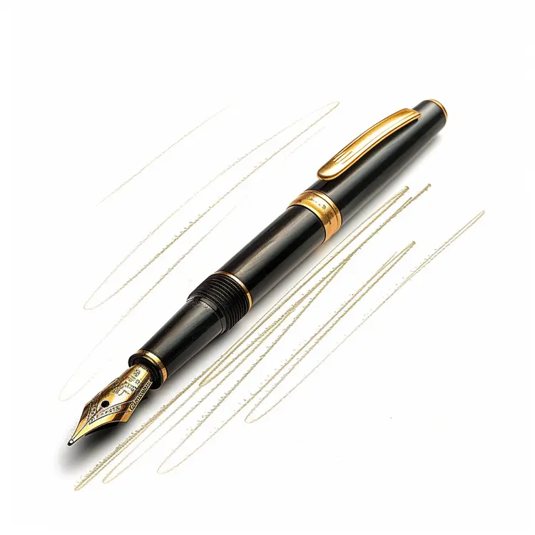Fountain Pen with Ink Lines