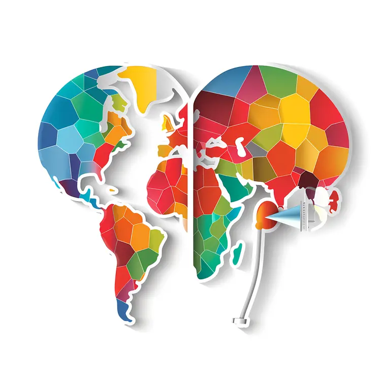 World Map in Heart Shape Symbolizing Global Health