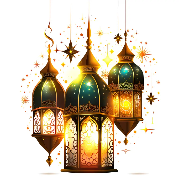 Ornate Hanging Lanterns for Ramadan
