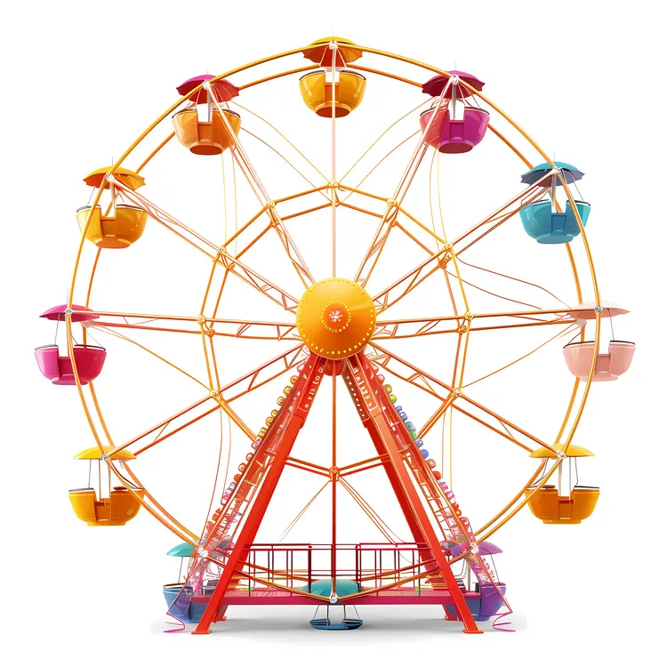 Orange Ferris Wheel at Amusement Park