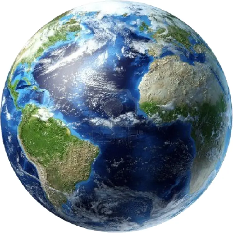 Earth Globe with Continents and Oceans
