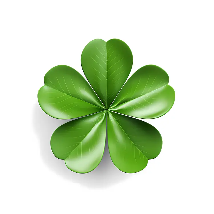 Green Four-Leaf Clover with Leaves Illustration