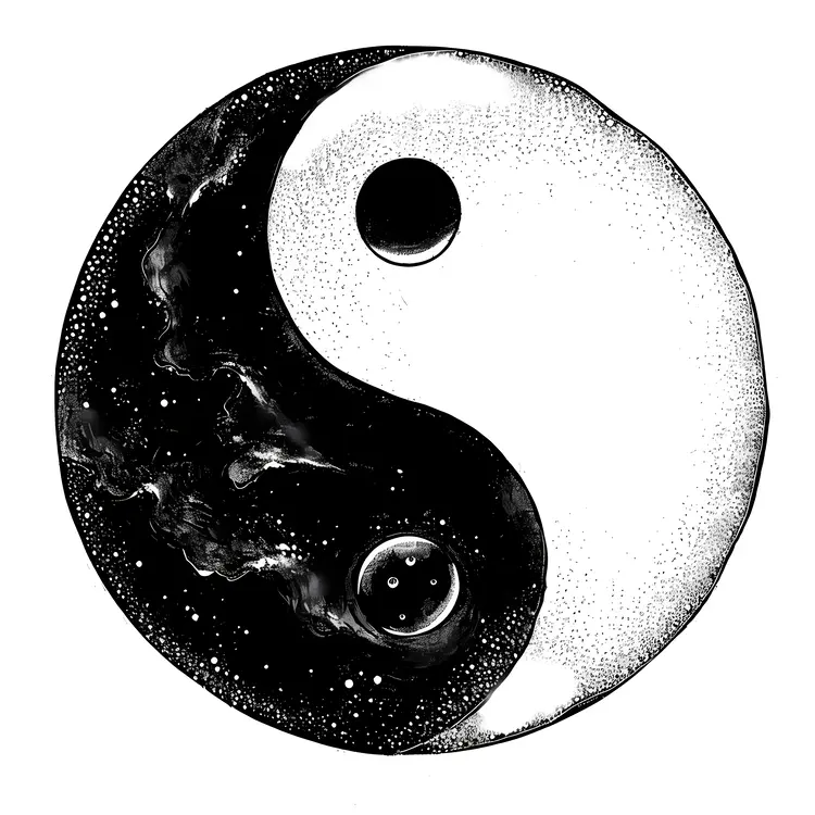 Yin Yang Symbol with Cosmic Design