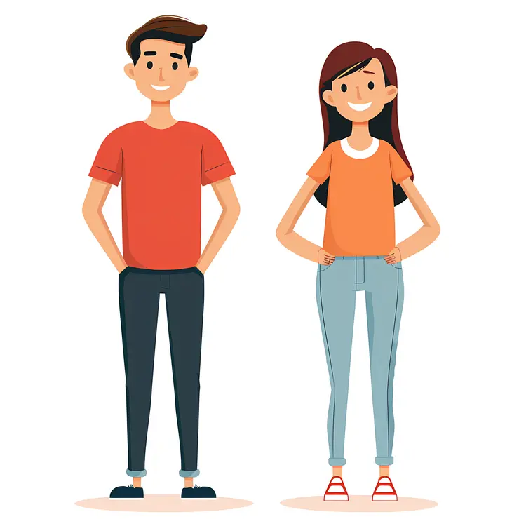 Casual Cartoon Couple