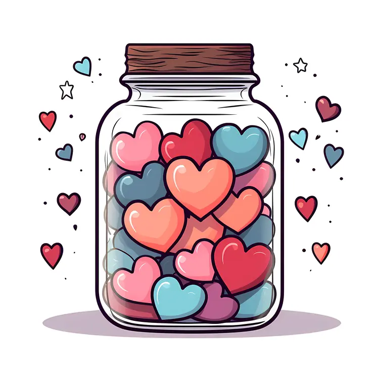 Colorful Hearts in a Jar for Valentine's Day