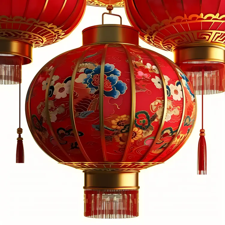 Red Lantern with Floral Patterns