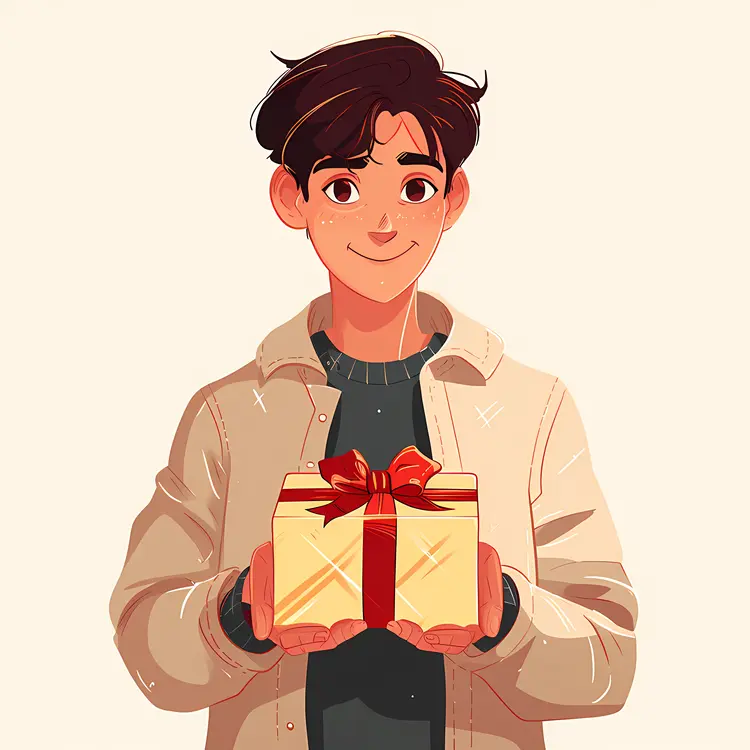 Boy Holding Gift Box