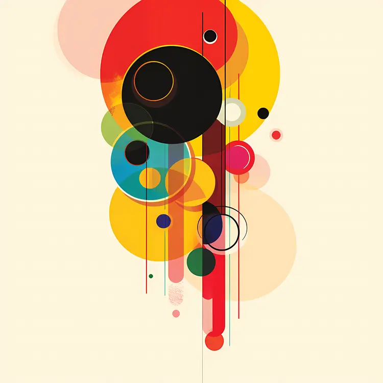 Colorful Circles and Lines in Abstract Art