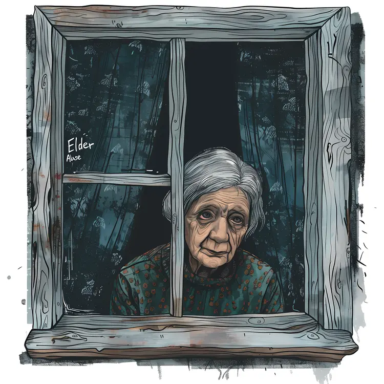 Elderly Woman Looking Out Window