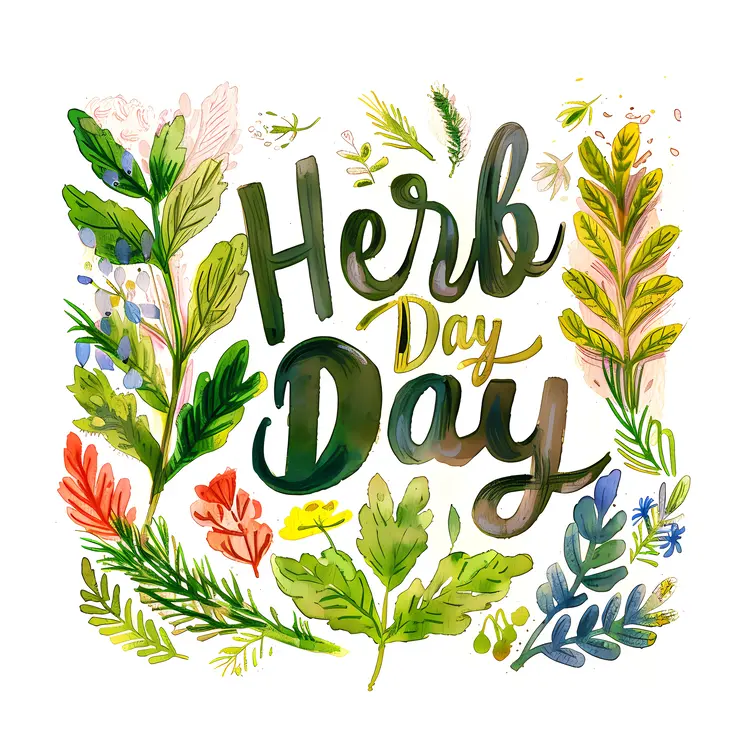 Herb Day Celebration with Botanical Illustrations