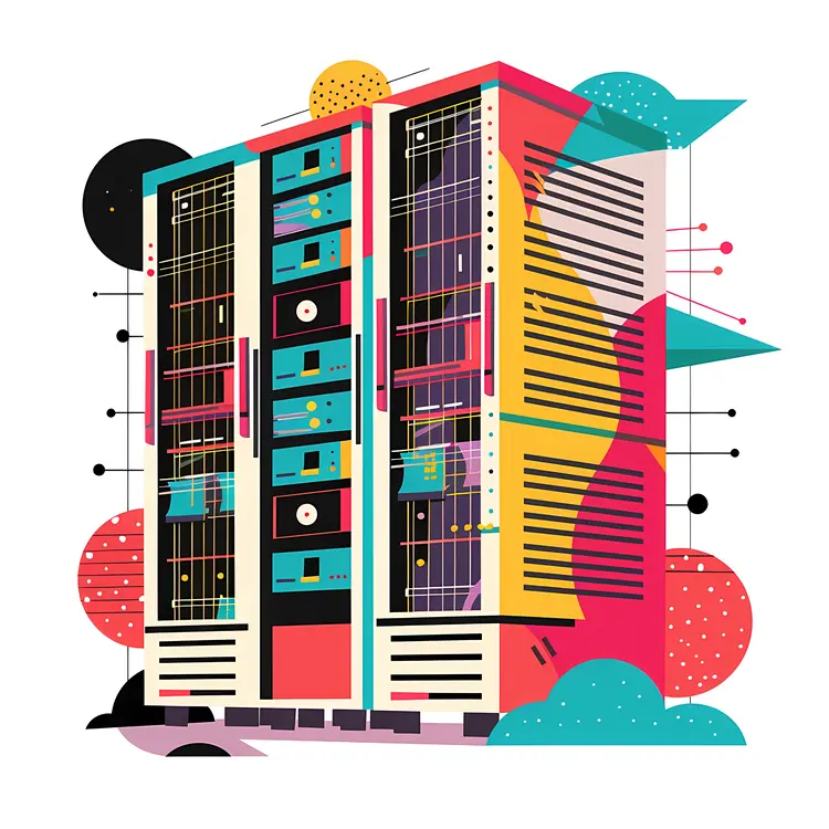 Colorful Server Rack Illustration