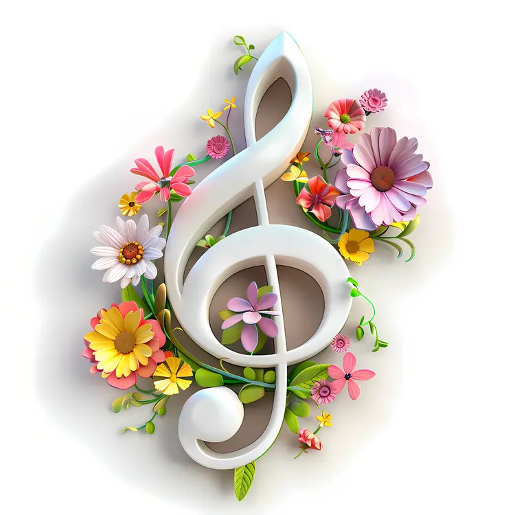 Floral Treble Clef Symbol
