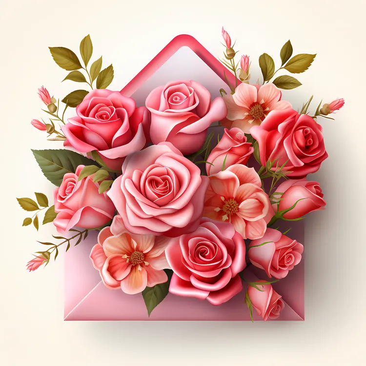 Pink Roses in Envelope