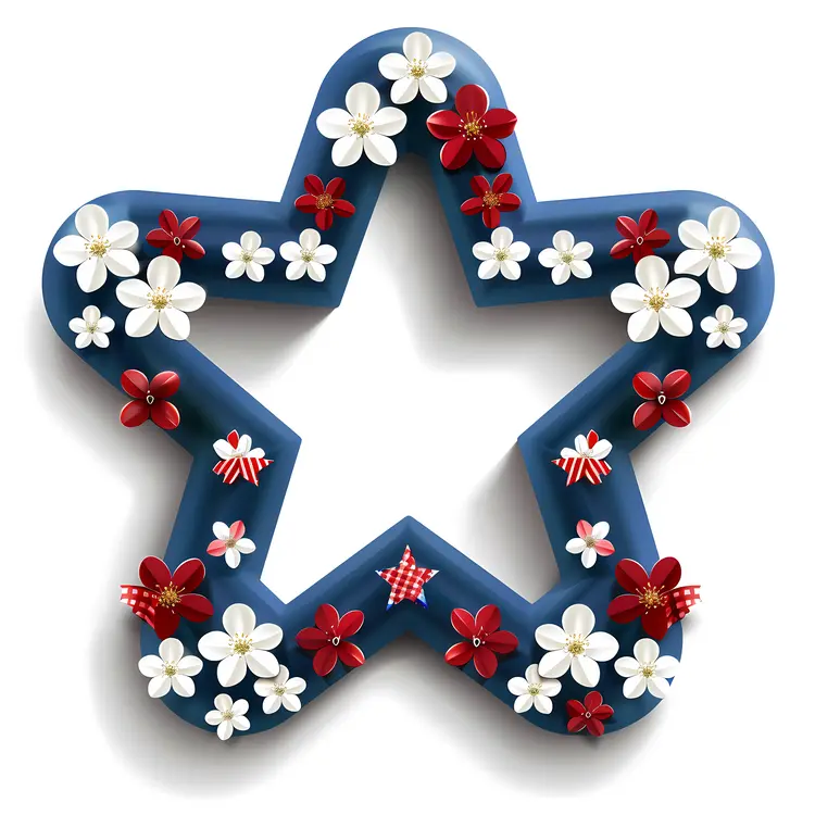 Patriotic Star with Flowers