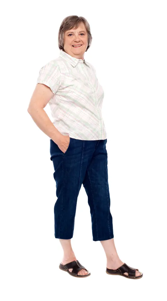 Smiling Elderly Woman in Casual Outfit