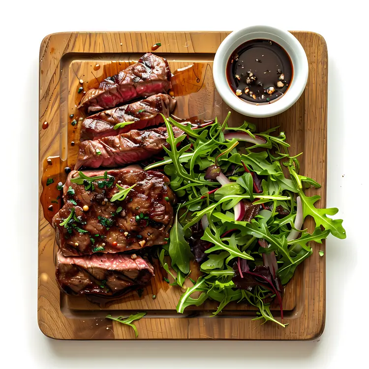 Grilled Steak with Salad and Sauce