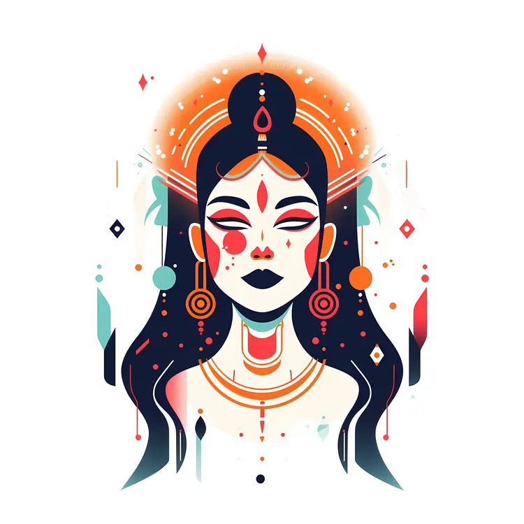 Modern Goddess Art with Geometric Elements