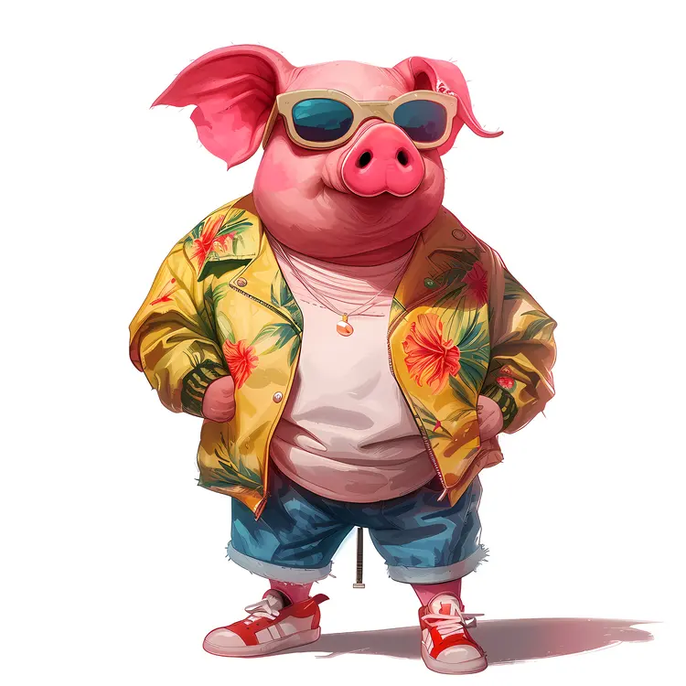 Cool Pig in Jacket Illustration