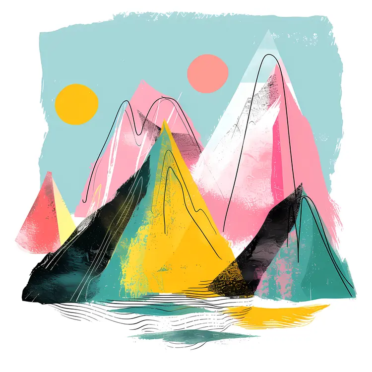 Colorful Abstract Mountain Landscape