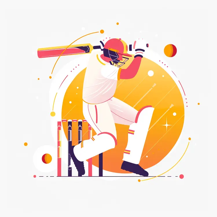 Illustration of a Cricket Player in Action
